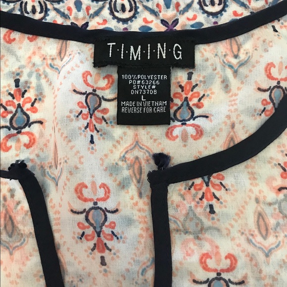 Sheer multi-color 100% polyester blouse Sz L - Picture 6 of 6